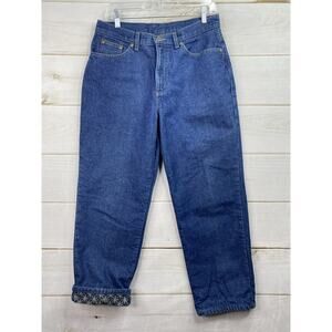 LL Bean Flannel Lined Jeans 12P Double L Relaxed Fit Dark Wash Denim 90s Y2K